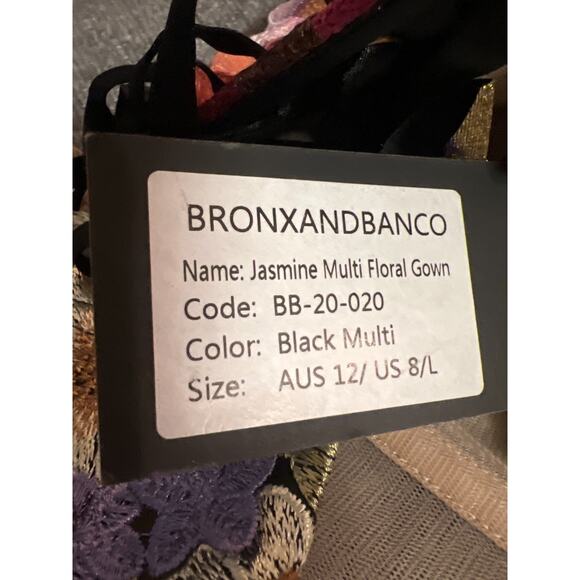 $1500 New Bronx and Banco Jasmine Multi Floral Embroidered Straples Gown Sz L /8 - Picture 9 of 16